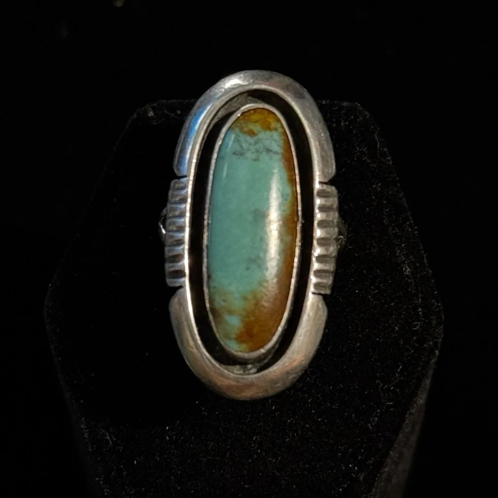 Vintage Native American Turquoise Sterling Silver Ring Size 5